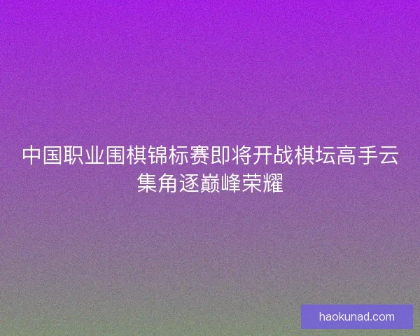 中国职业围棋锦标赛即将开战棋坛高手云集角逐巅峰荣耀